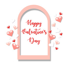 Valentine's Day Poster or banner with many sweet hearts and on red background.Promotion and shopping template or background for Love and Valentine's day concept.