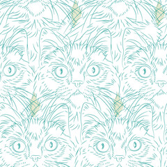 Cats seamless pattern. Cute pets vector background