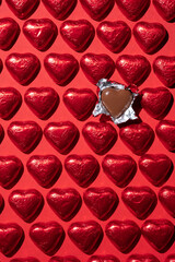 Chocolate Red Foil Heart Sweets for Valentine's Day