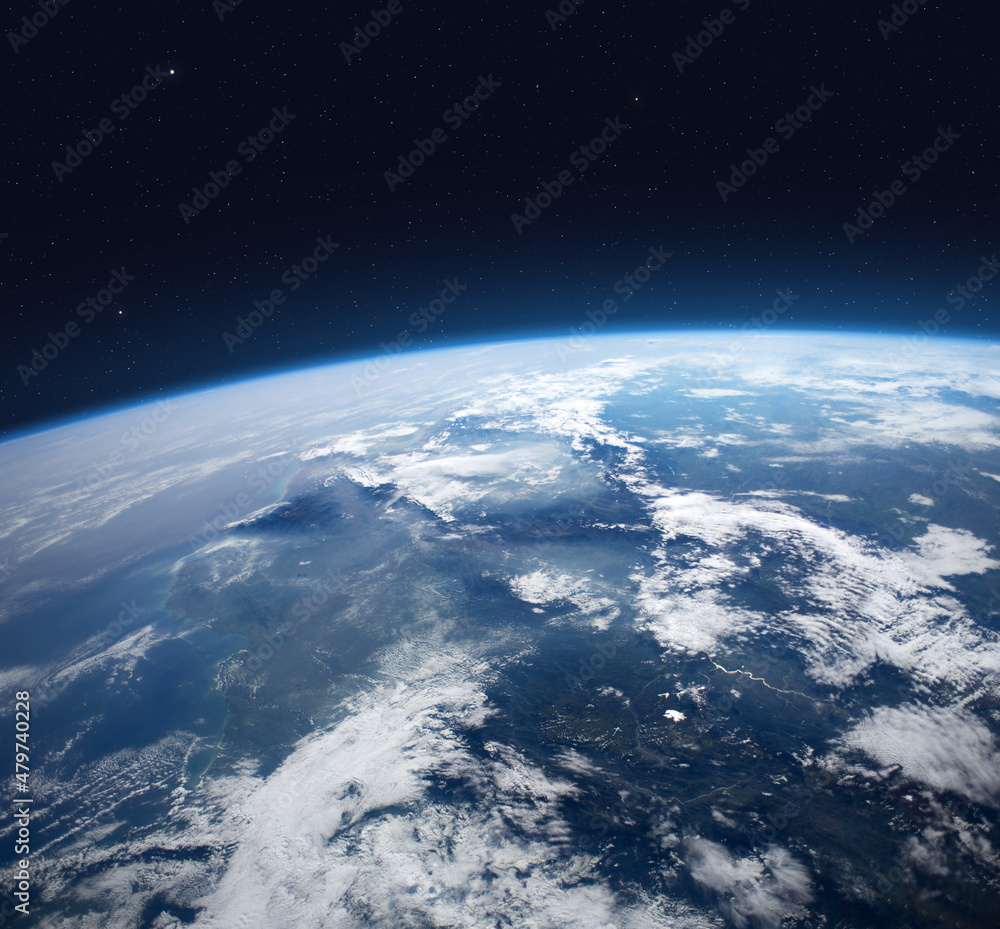 Poster planet earth in the space. elements of this image furnished by nasa.