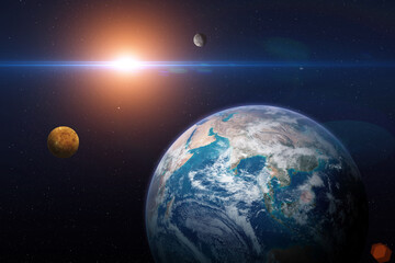 Earth, Venus and Mercury. Elements of this image furnished by NASA. - Powered by Adobe