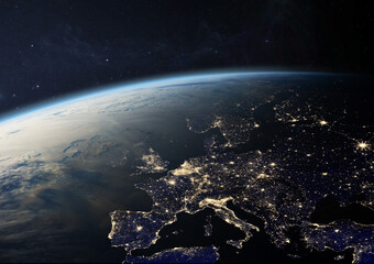 Earth at Night - Europe. Elements of this image furnished by NASA.