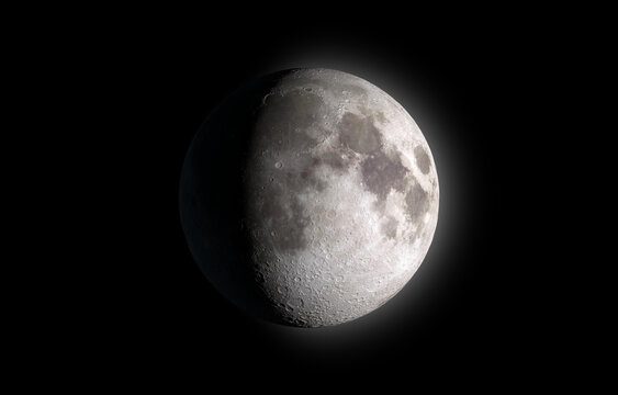 Moon glowing on black background. Elements of this image furnished by NASA.