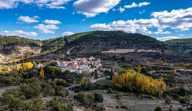 Mountain landscapes at the village Valdecabras, Serrania de Cuenca, Spain