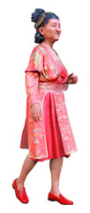 3D Rendering Asian Senior Woman on White