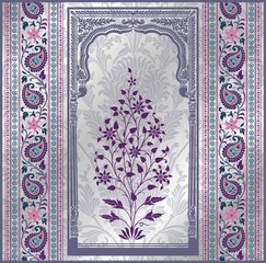 Fototapeta wedding card design, paisley floral pattern , India	 obraz