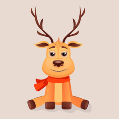 cartoon deer in a red scarf