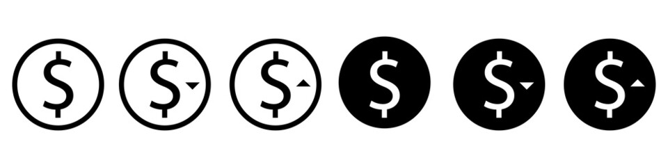 Dollar Currency Icon. increase and Decrease icon, vector illustartion
