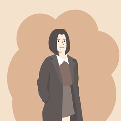 The girl in the coat thought about it