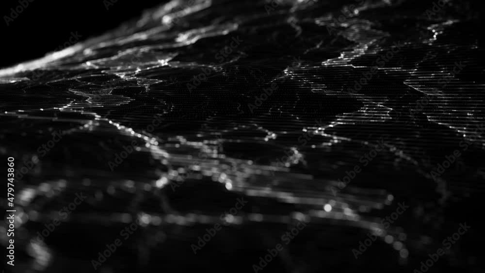Poster abstract organic network mesh waving fx background loop/ 4k animation of an abstract fractal organic