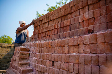 Indian Labor working at brick factory