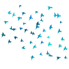 A flock of blue birds. Vector illustration