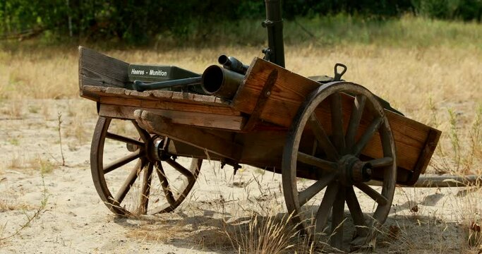 Old Peasant Asian Cart Of With Ammunition