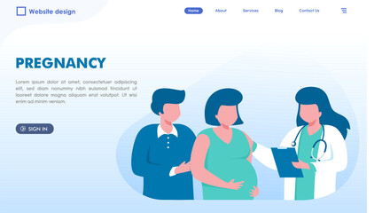 Pregnancy landing concept. pregnant or parent landing page website illustration vector flat design