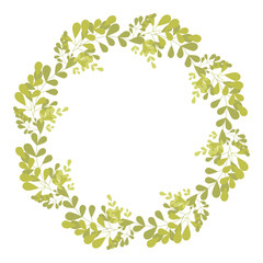 Floral Frames Round Shape Green Branches Leaves Botanical Illustration Wedding, birthday, Valentine's Day symbols, greeting card design. Vector illustration