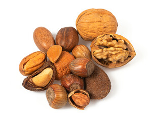 whole nuts isolated on white background