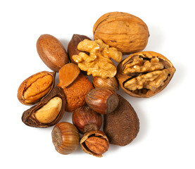 whole nuts isolated on white background