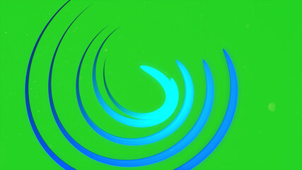 3d illustration of abstract shiny blue circle design elements on green background.