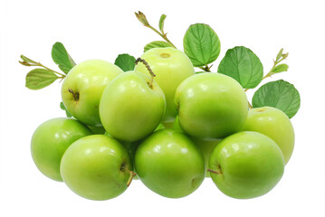Green jujube fruit isolated on white background