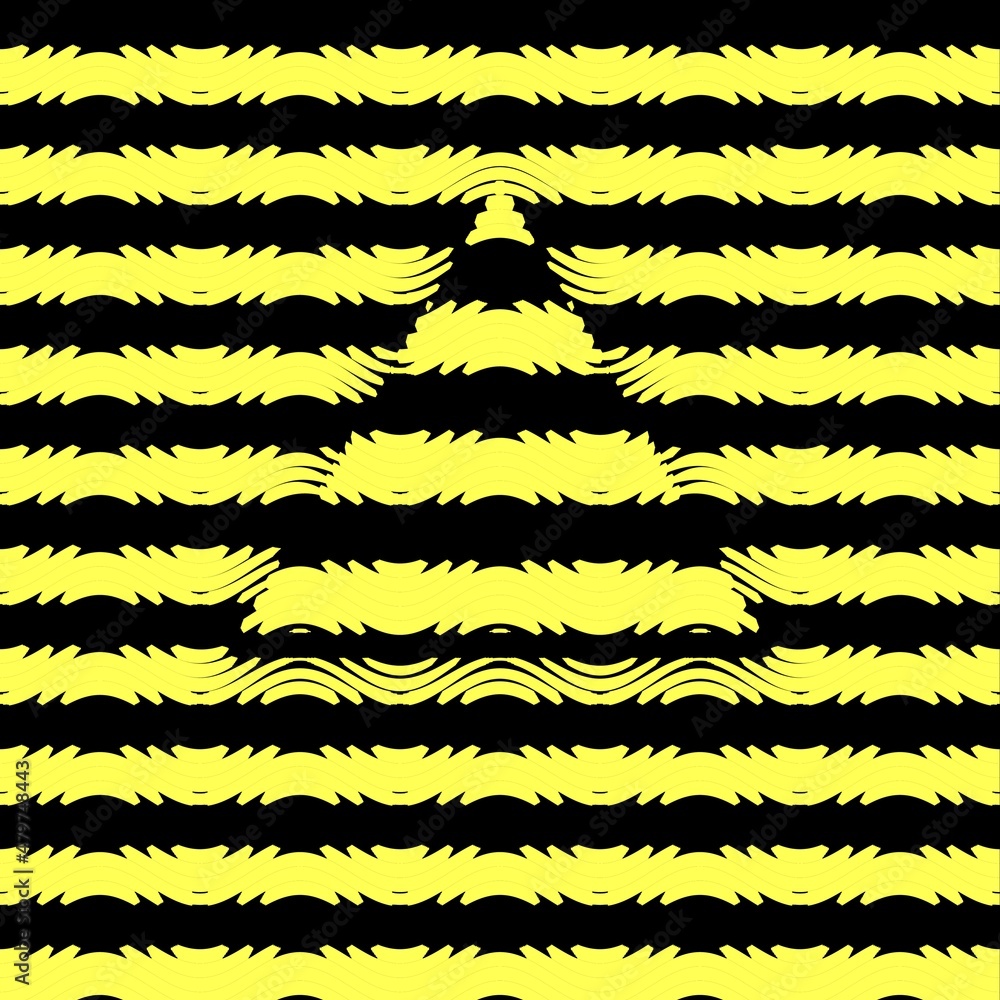 Poster just horizontal pattern diversity with yellow wavy lines and triangles in halftone style