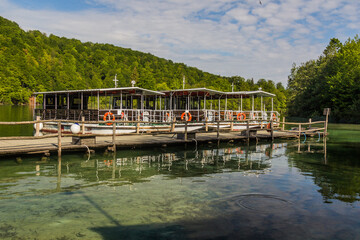 Fototapeta na wymiar Ferries in Plitvice Lakes National Park, Croatia
