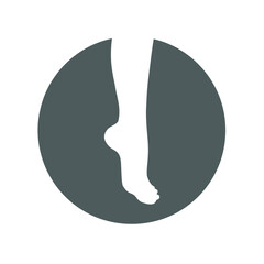 Women leg graphic icon. Female leg sign in the circle isolated on white background. Vector illustration