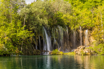 Fototapeta na wymiar Waterfall in Plitvice Lakes National Park, Croatia