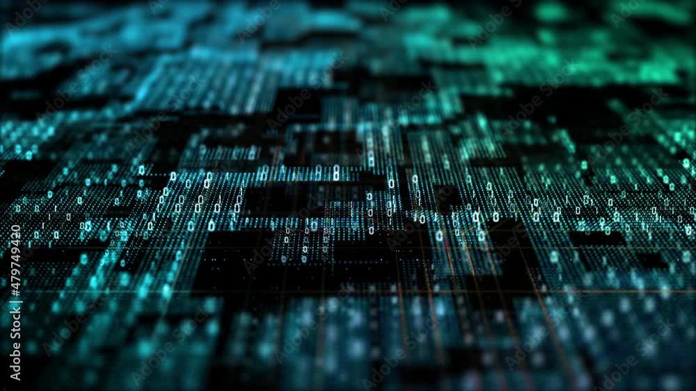 Poster Digital Cyberspace with Particles and Digital Data Network Connections. Big data Connection and Data Analysis Technology Digital Background Concept.