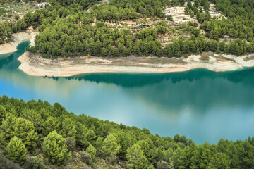 The swamp of Guadalest village surrounded by vegetation and mountains