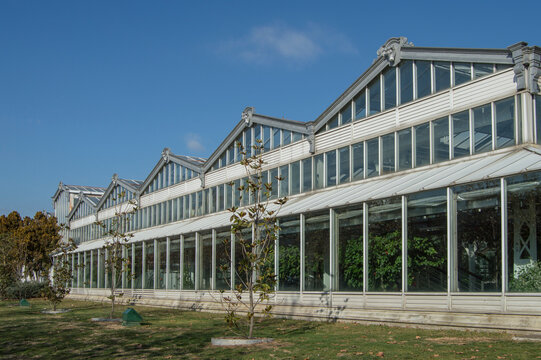exterior of the Arganzuela crystal palace in Madrid Rio. Madrid. Spain