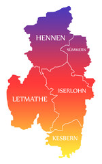 Iserlohn City Map Germany DE labelled rainbow colored illustration