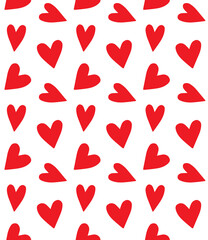 Vector seamless pattern of hand drawn sketch doodle hearts isolated on white background