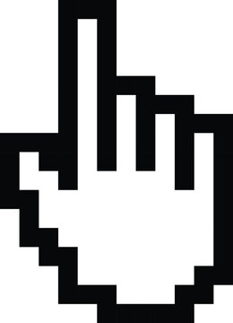 lick finger like black pixel art icon. concept of enter and begin gesture or minimalistic hand. flat 8 bit style trend modern simple easily 8bit graphic pixel art design isolated on white
