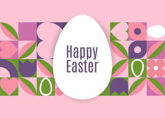 Happy Easter greeting card. Modern geometric abstract pattern. Perfect for poster, cover or postcard.