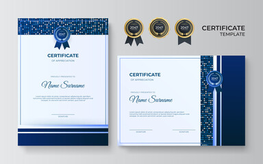 Modern employee blue certificate design template