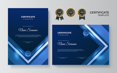 Modern employee blue certificate design template