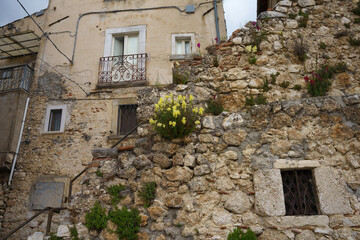 Fototapeta na wymiar Castelvecchio Calvisio, medieval village in the Gran Sasso Natural Park, Abruzzi