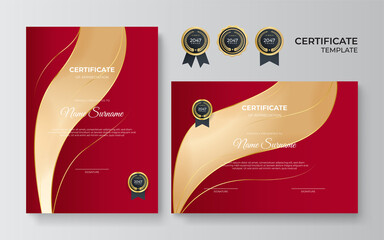 Elegant professional red gold certificate design template