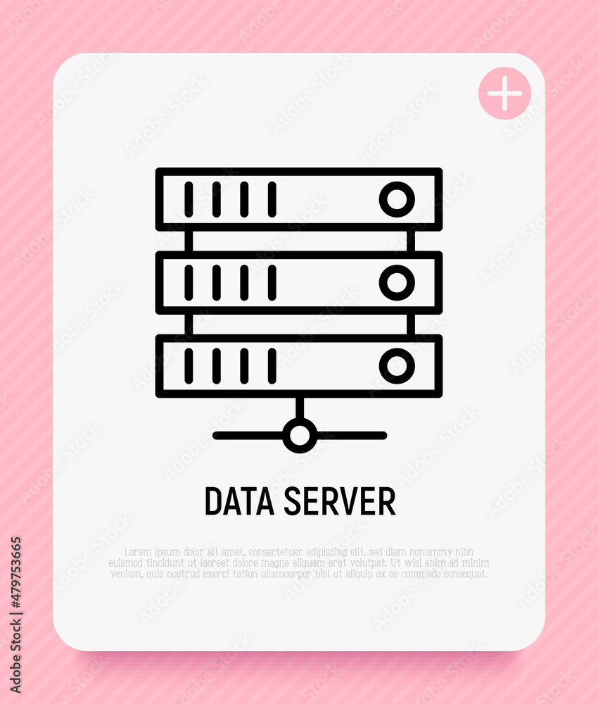 Sticker data server thin line icon. modern vector illustration.