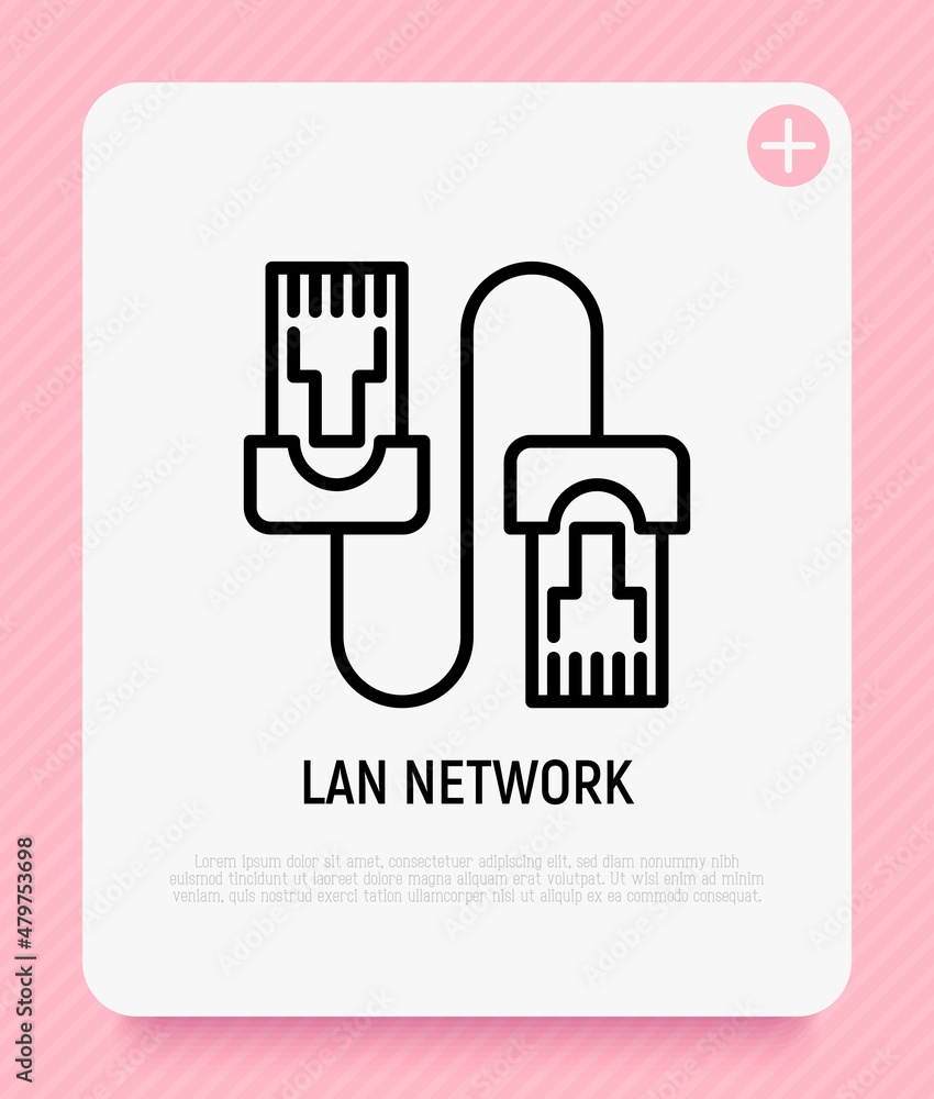 Poster patch cable thin line icon. modern vector illustration of lan network.