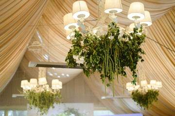 flowers on the chandelier
