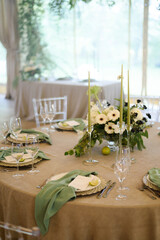 table setting for a dinner with decoration
