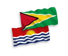Flags of Co-operative Republic of Guyana and Republic of Kiribati on a white background