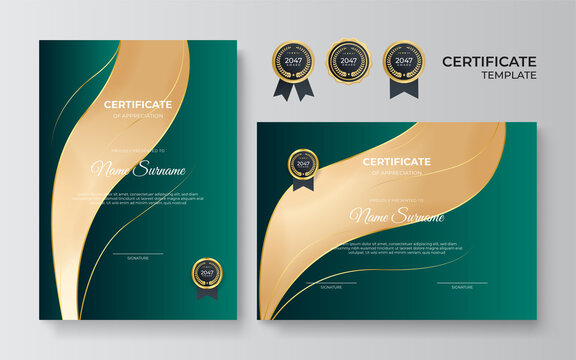 Elegant professional green gold certificate design template