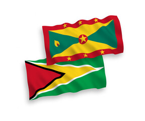 Flags of Co-operative Republic of Guyana and Grenada on a white background