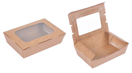 disposable brown paper food box container with window