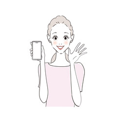 スマホを持つ笑顔の女性