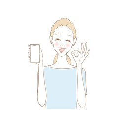 スマホを持つ女性　OK