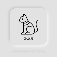 Cat collar thin line icon. Modern vector illustration for pet shop.