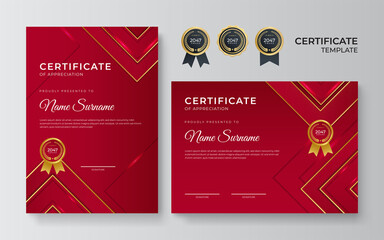 gradient elegant golden red certificate design template